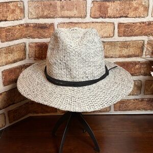 Treasure & Bond Grey Woven w/Black Band Adjustable Drawstring Fedora Hat OS